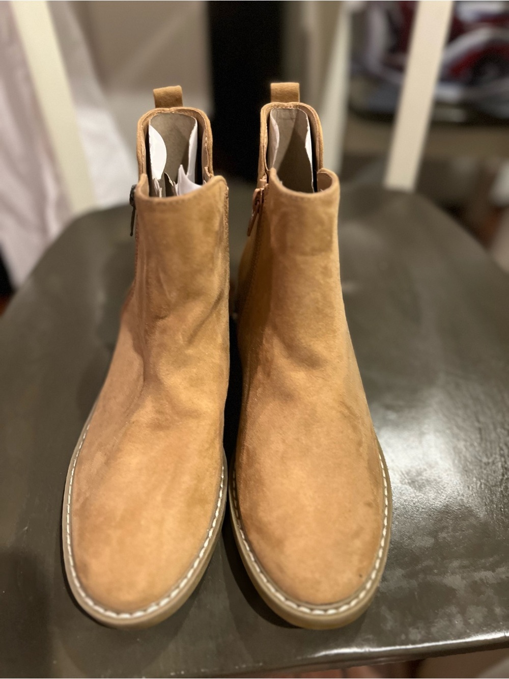Old Navy Suede Ankle Booties in Light Brown